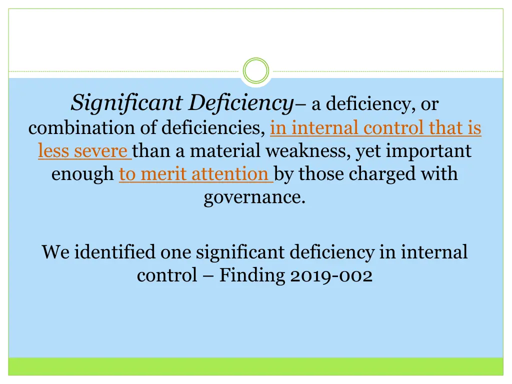 significant deficiency a deficiency