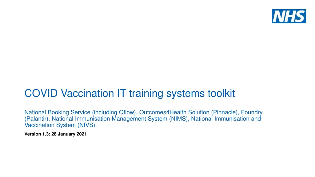 covid vaccination it training systems toolkit