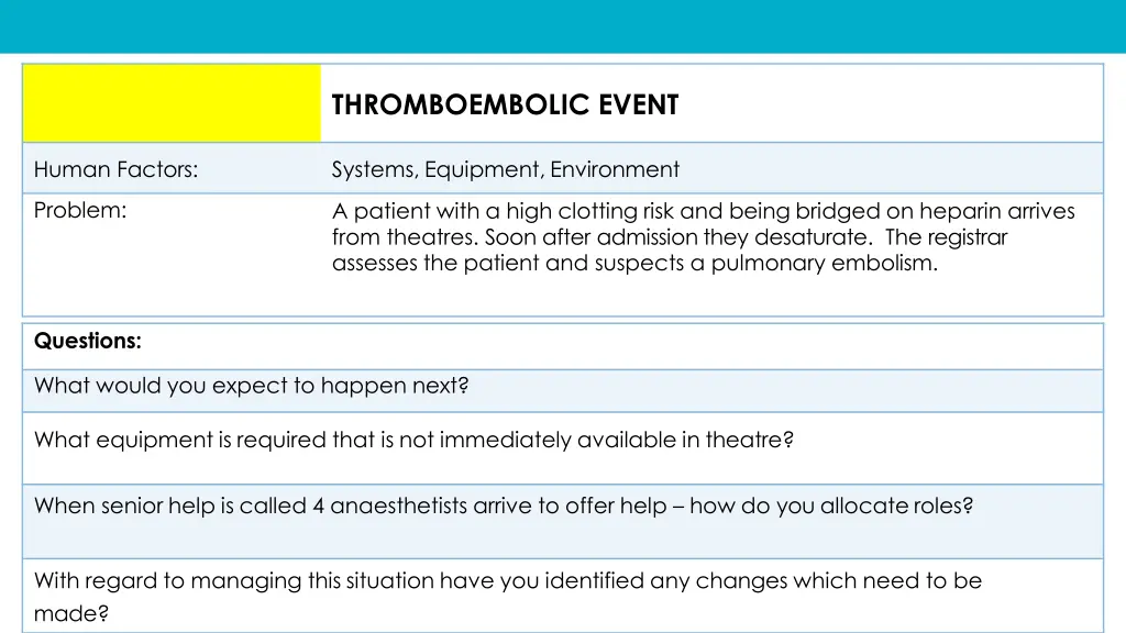 thromboembolic event