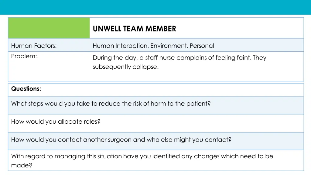 unwell team member