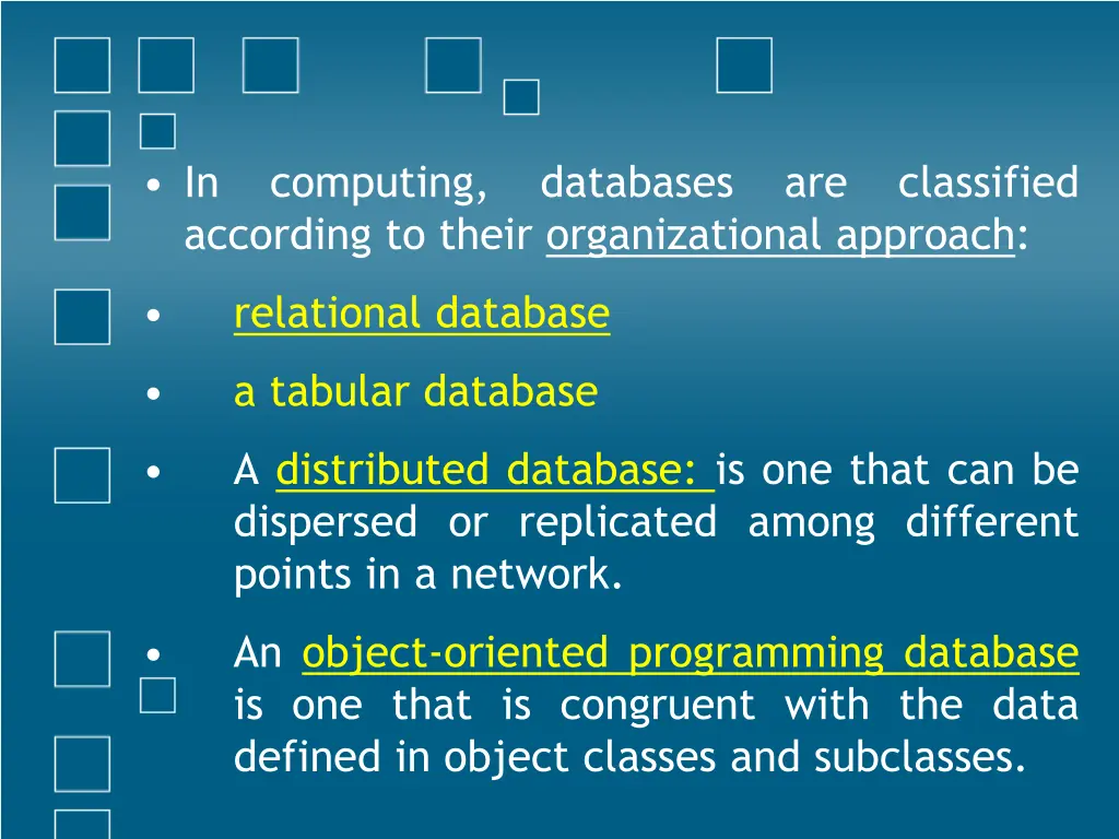 in computing databases are classified according