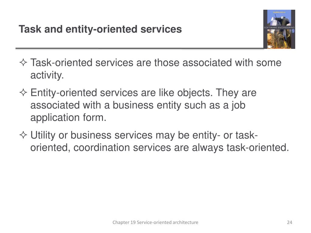 task and entity oriented services