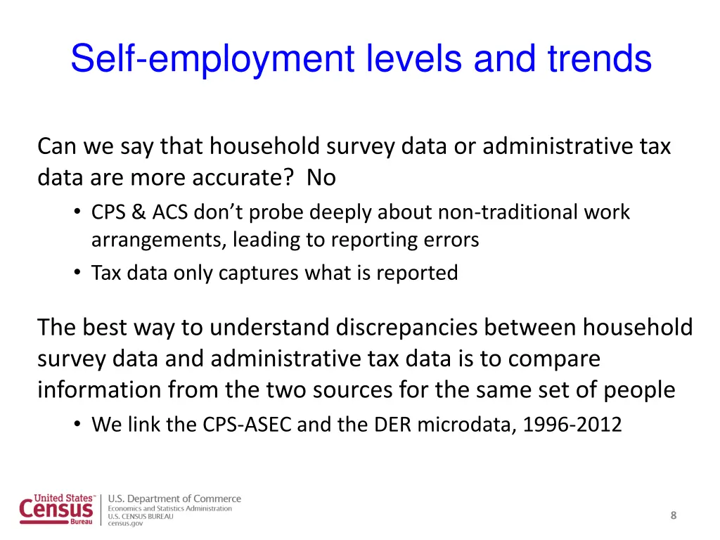 self employment levels and trends 1