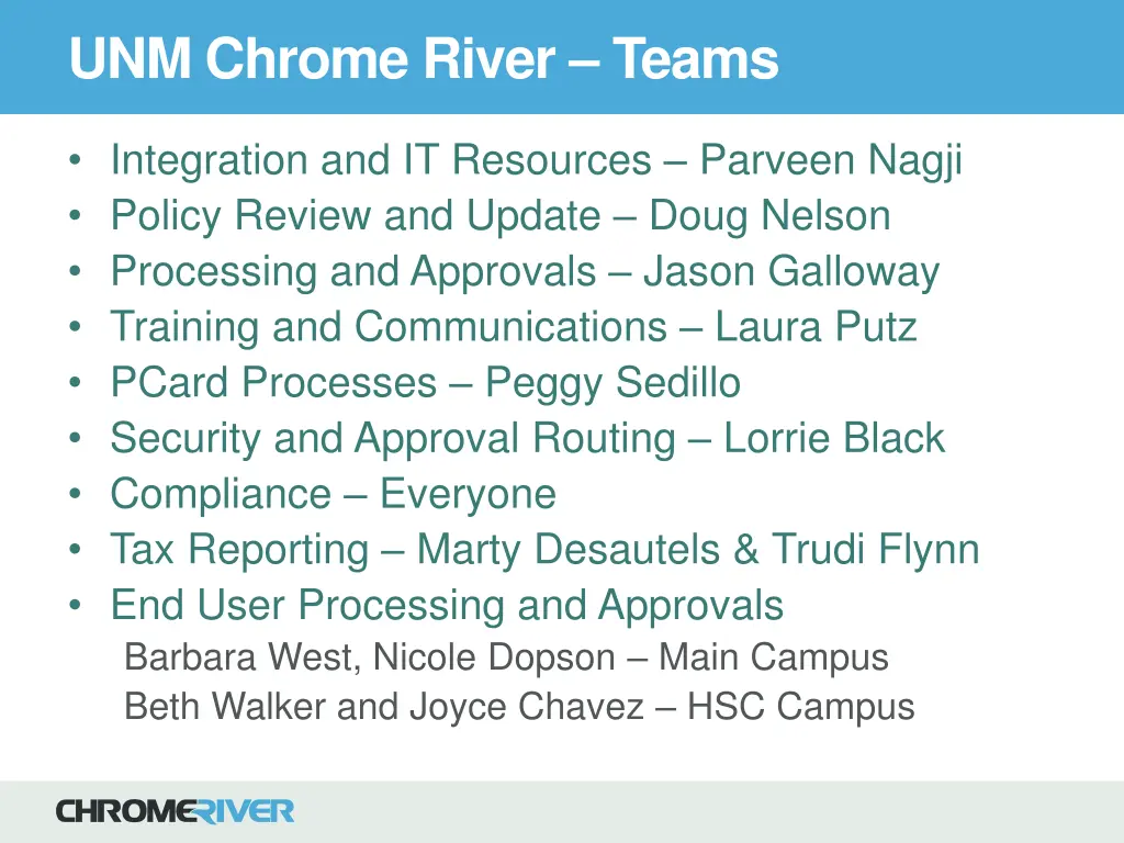 unm chrome river teams