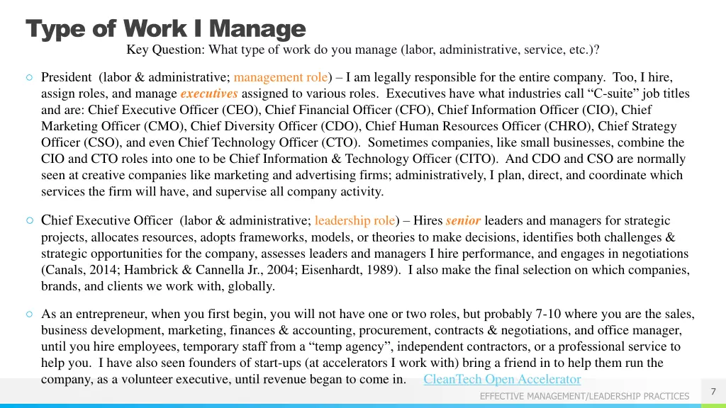 type of work i manage key question what type