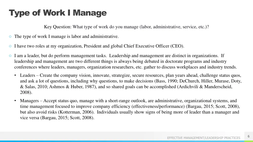 type of work i manage