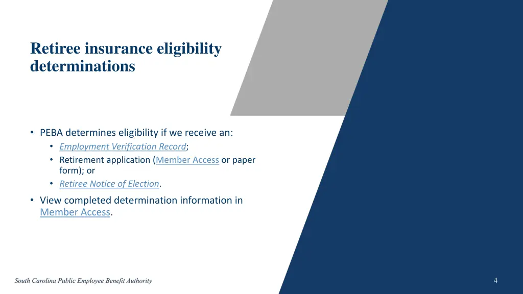 retiree insurance eligibility determinations