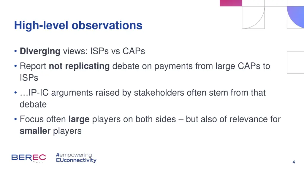 high level observations