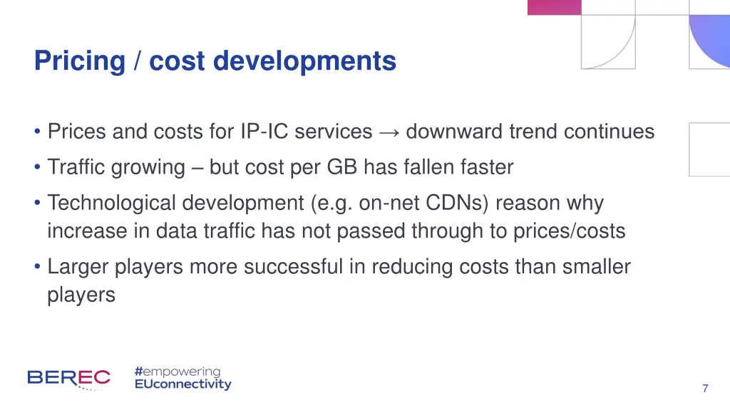 pricing cost developments