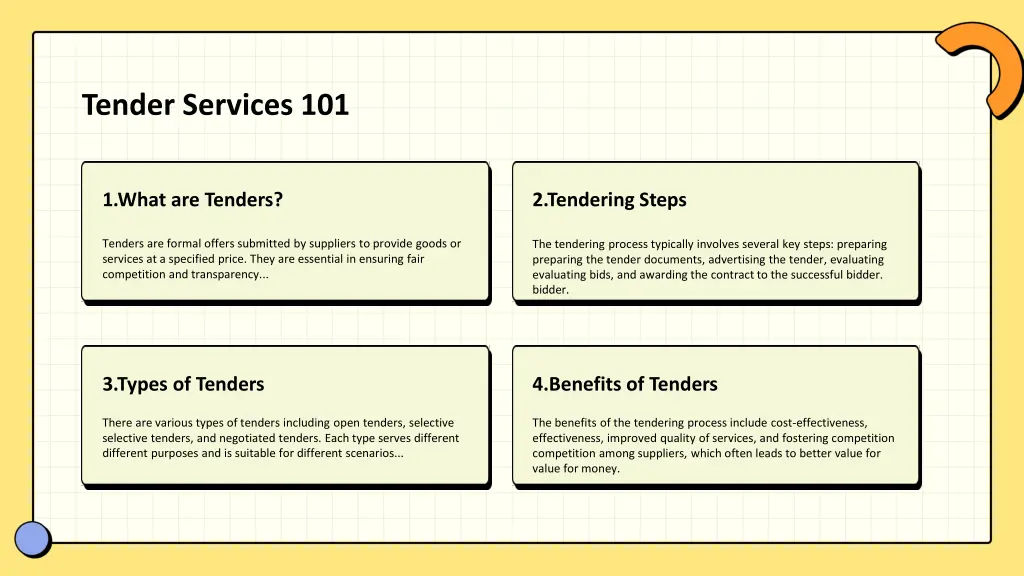 tender services 101