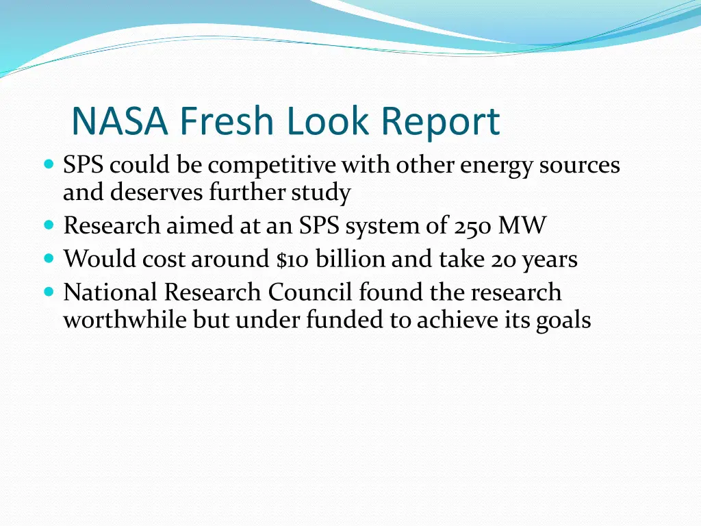 nasa fresh look report sps could be competitive