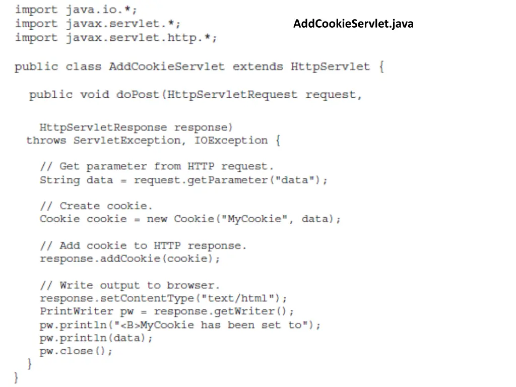 addcookieservlet java