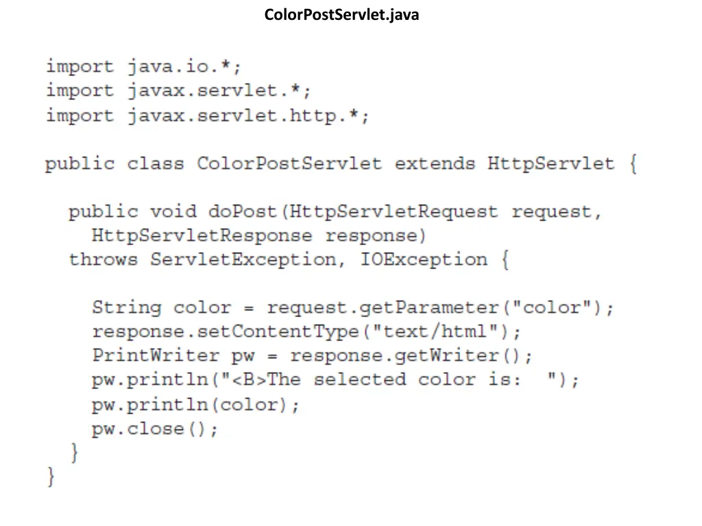 colorpostservlet java