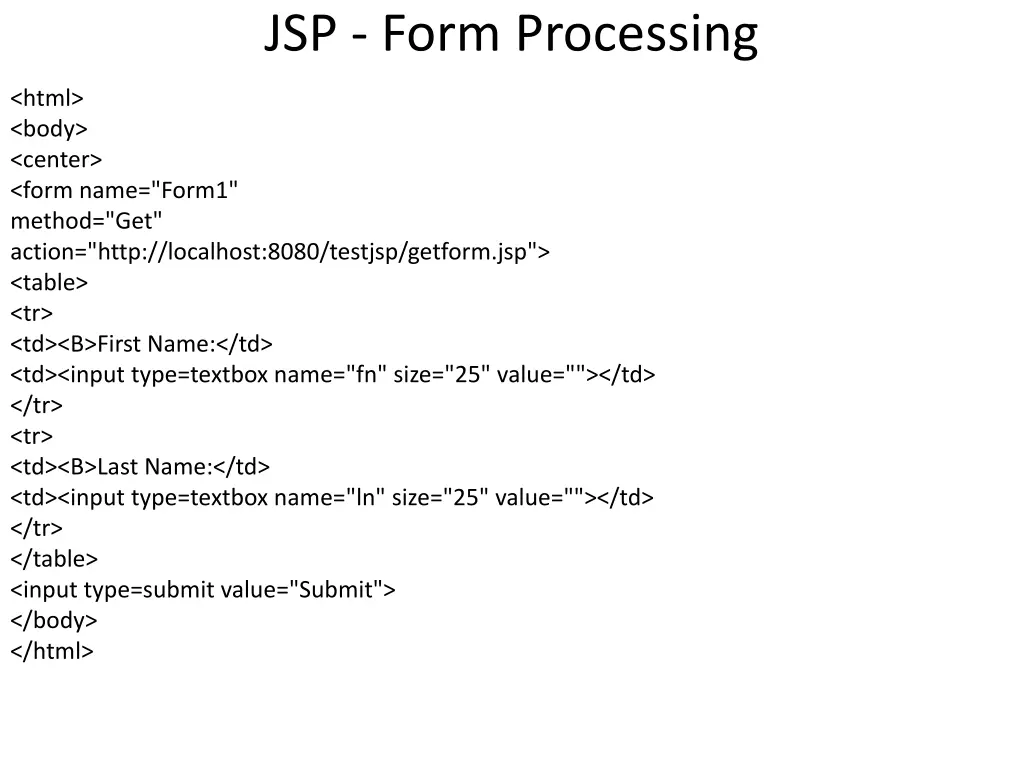 jsp form processing