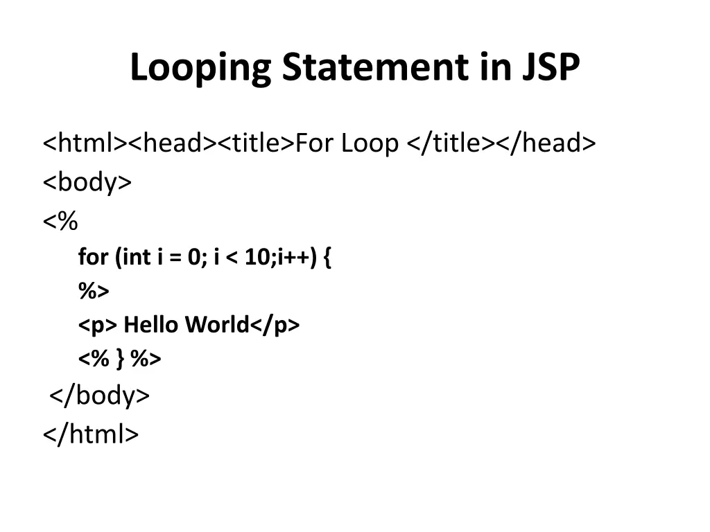 looping statement in jsp