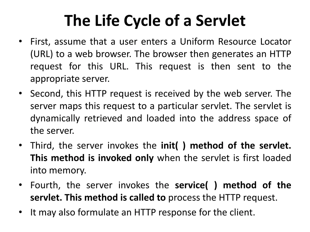 the life cycle of a servlet 1