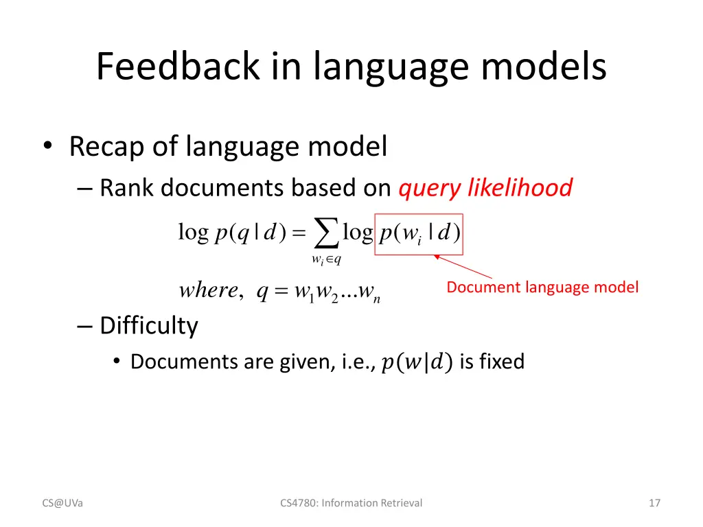 feedback in language models