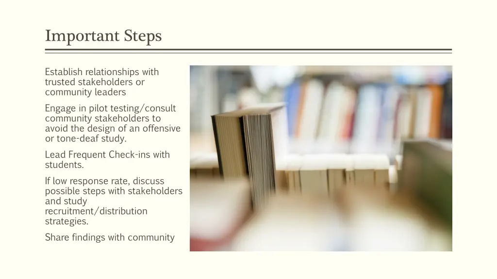 important steps