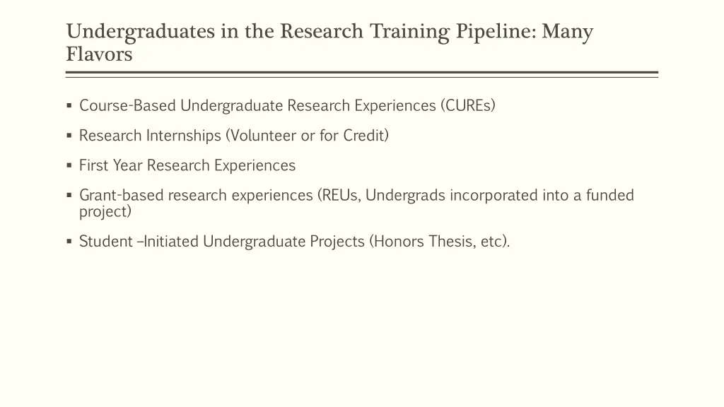 undergraduates in the research training pipeline