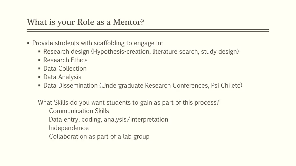 what is your role as a mentor