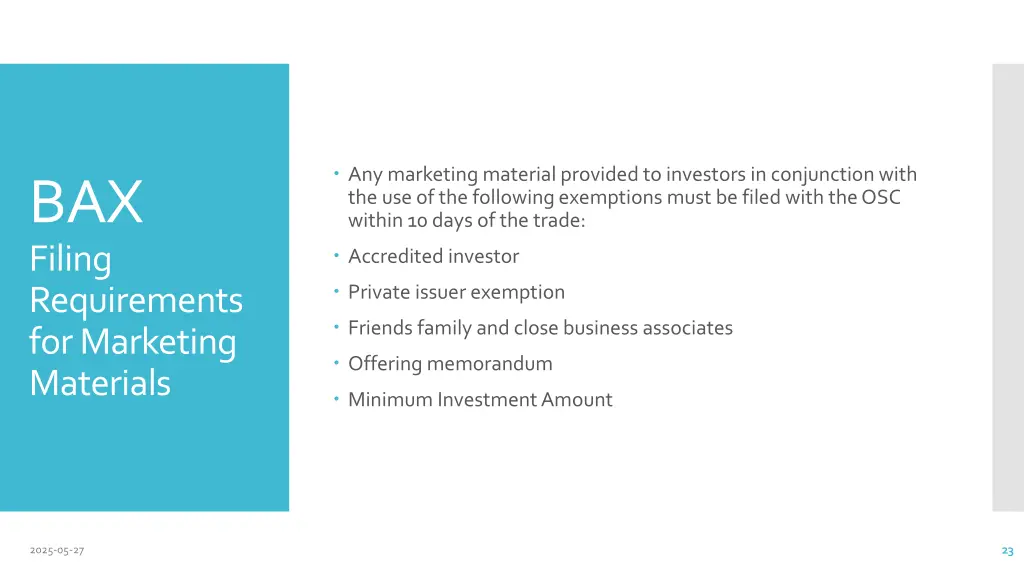 any marketing material provided to investors