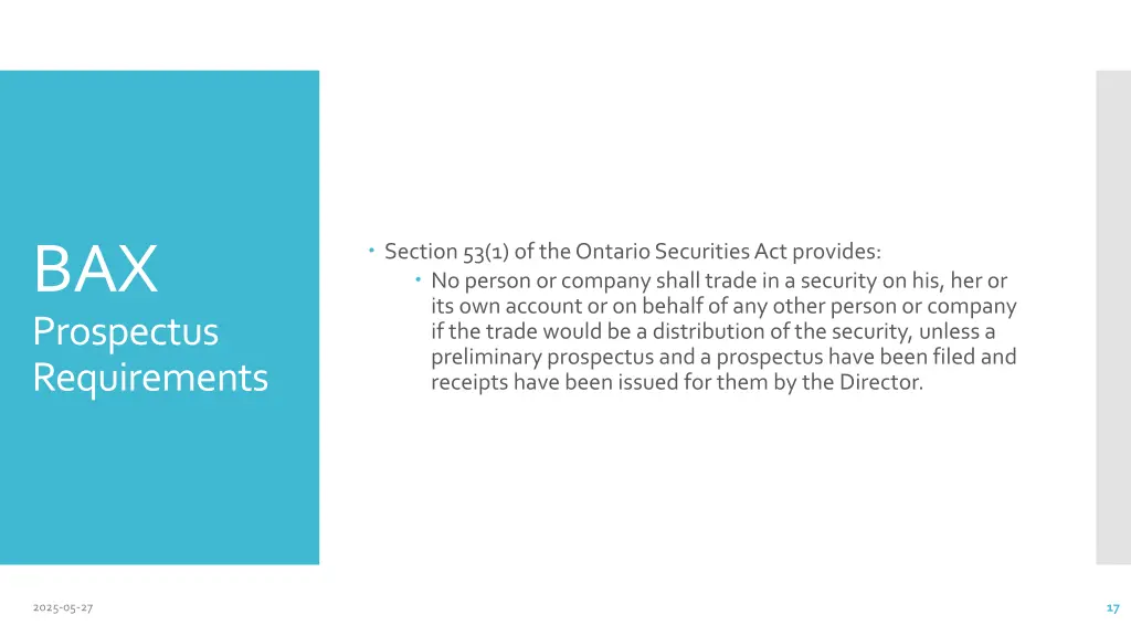 bax prospectus requirements