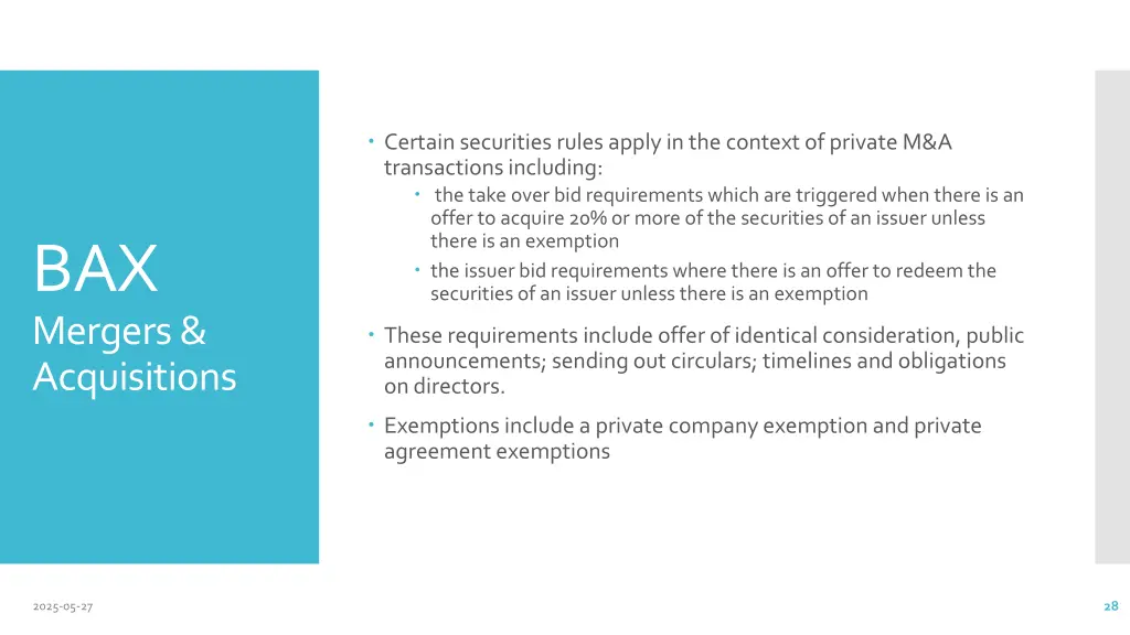 certain securities rules apply in the context