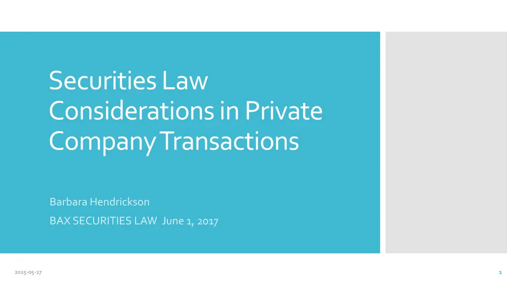 securities law considerations in private company