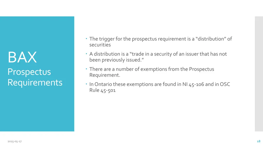 the trigger for the prospectus requirement
