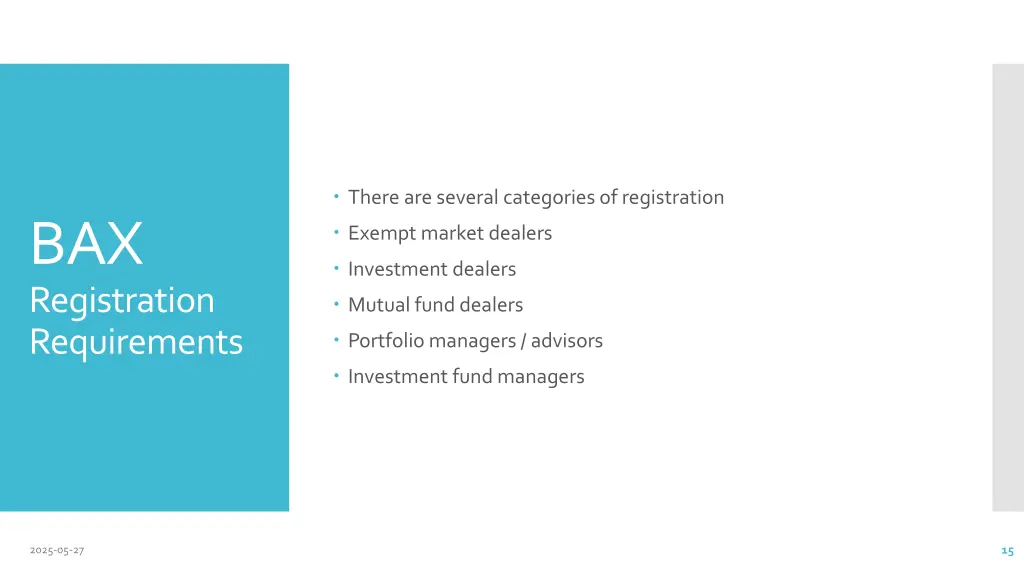 there are several categories of registration