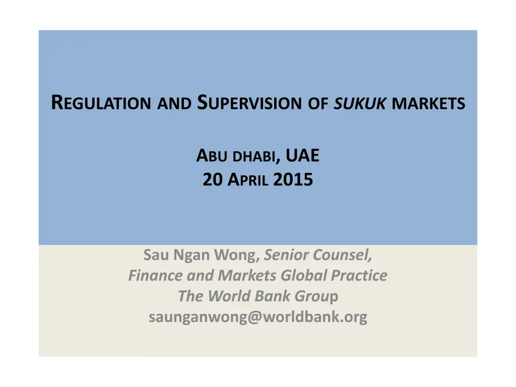 r egulation and s upervision of sukuk markets