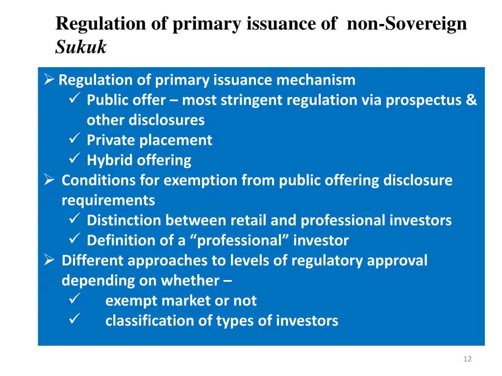 regulation of primary issuance of non sovereign