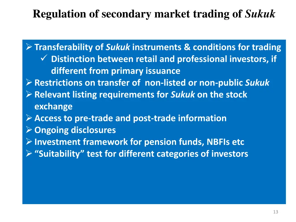 regulation of secondary market trading of sukuk