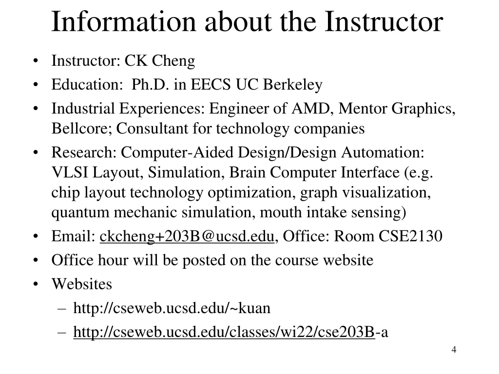 information about the instructor