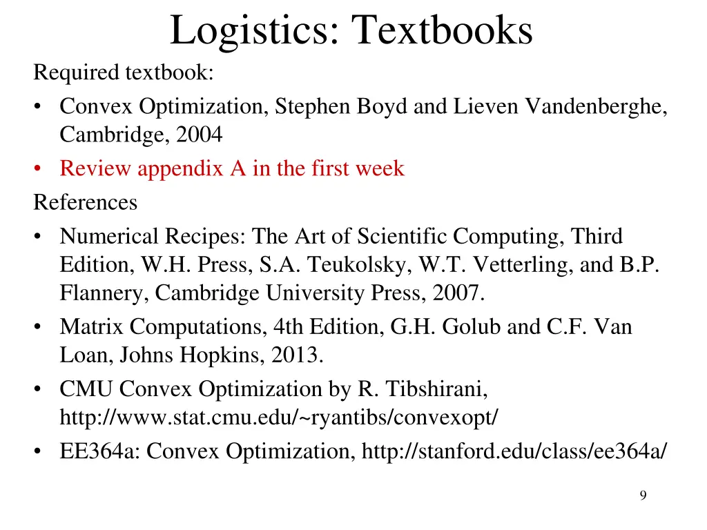 logistics textbooks required textbook convex