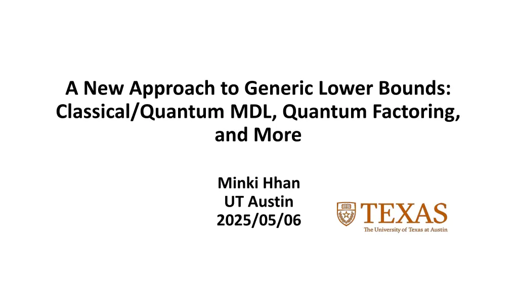 a new approach to generic lower bounds classical