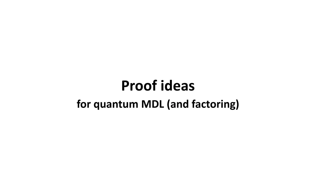 proof ideas