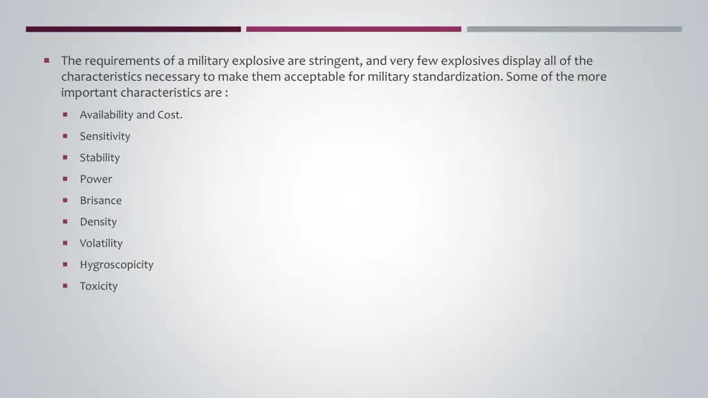 the requirements of a military explosive