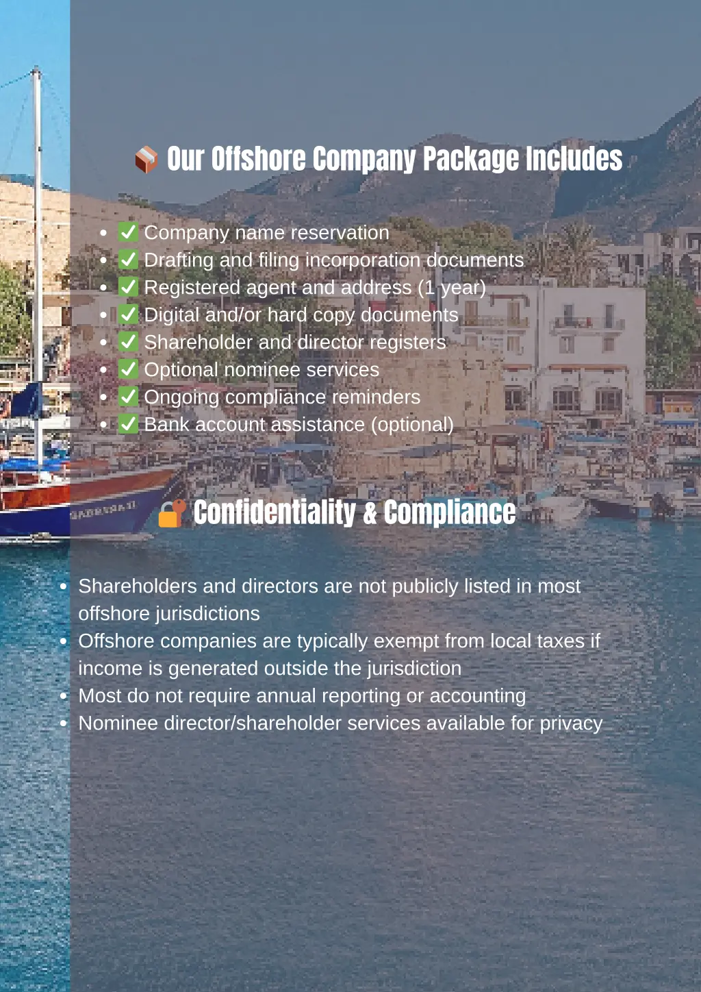 our offshore company package includes