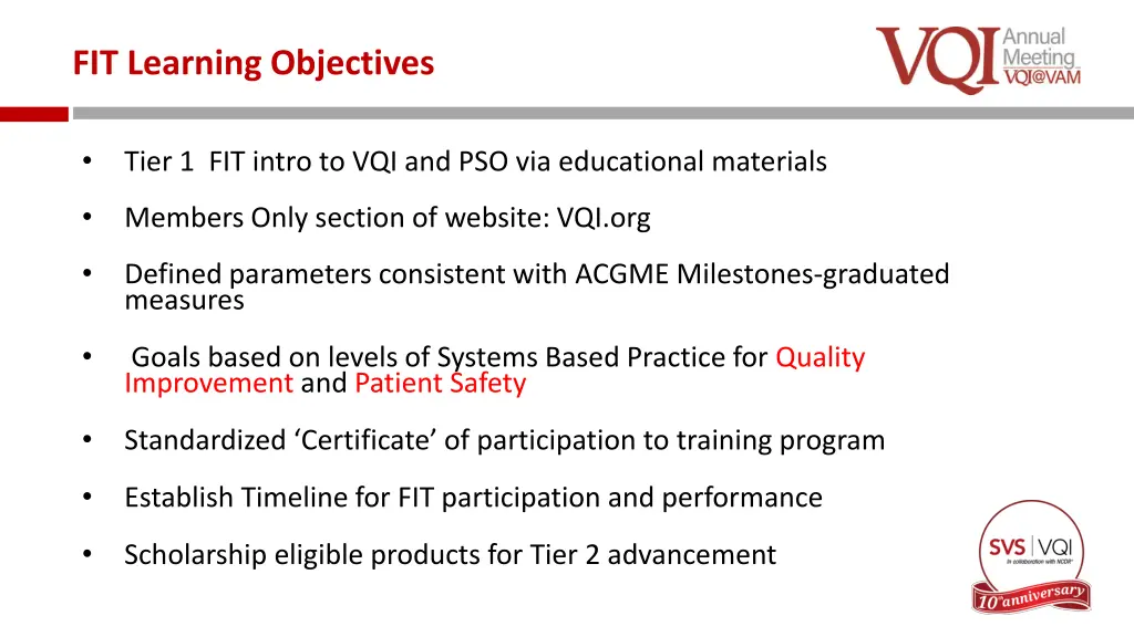 fit learning objectives