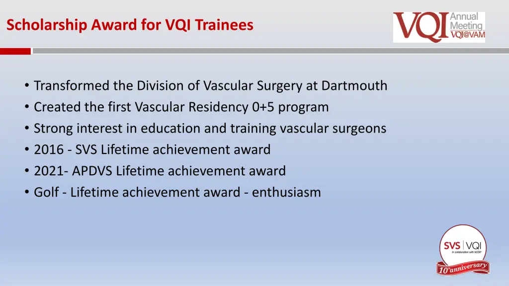 scholarship award for vqi trainees 2