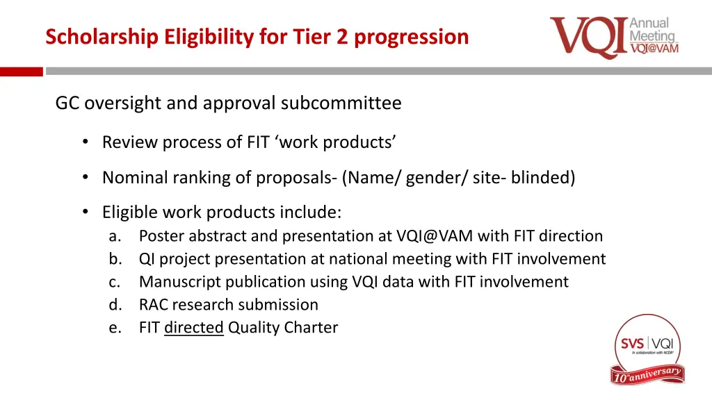 scholarship eligibility for tier 2 progression
