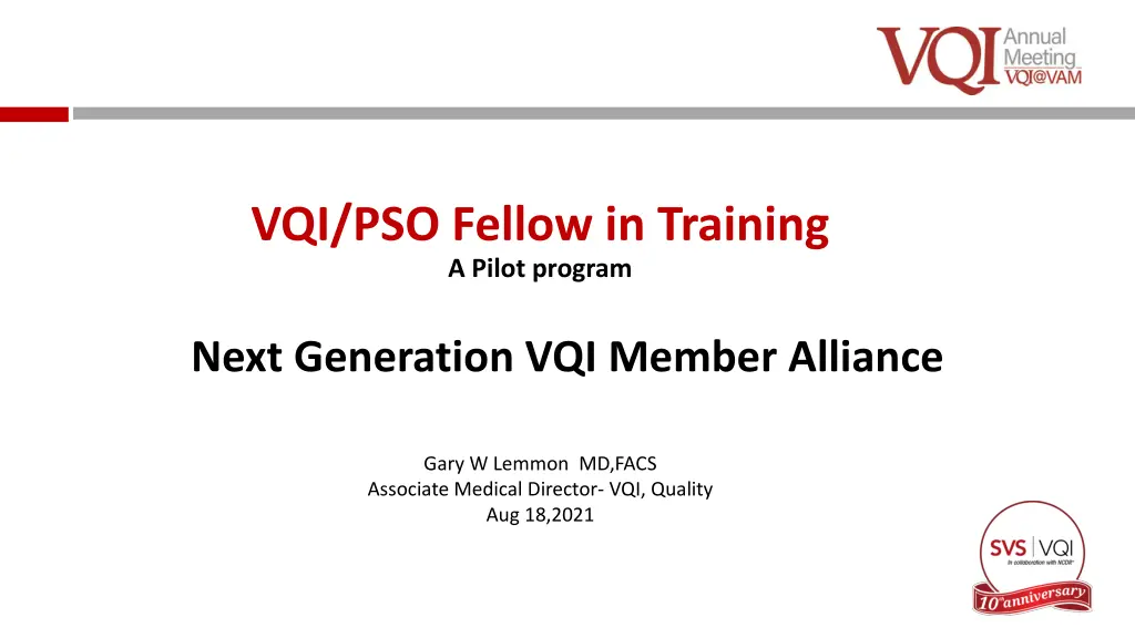 vqi pso fellow in training a pilot program