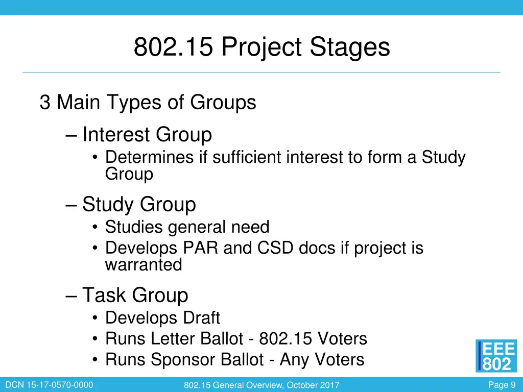 802 15 project stages