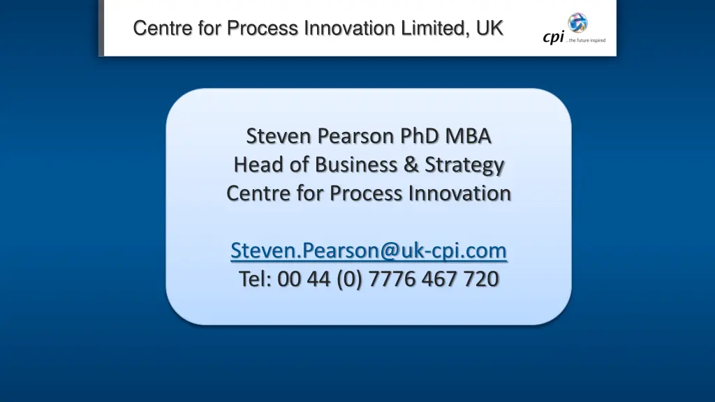centre for process innovation limited uk 1