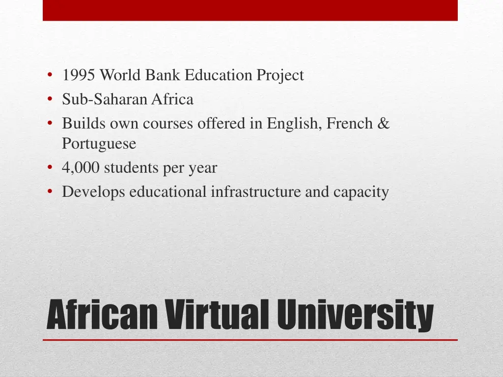 1995 world bank education project sub saharan