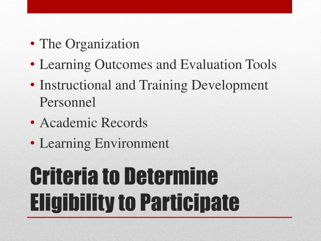 the organization learning outcomes and evaluation