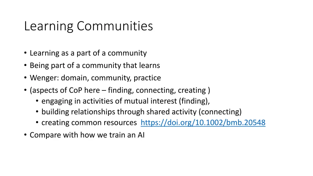 learning communities