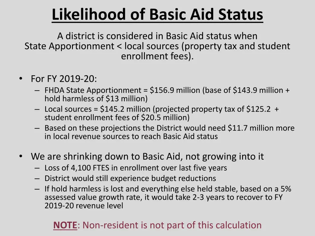 likelihood of basic aid status