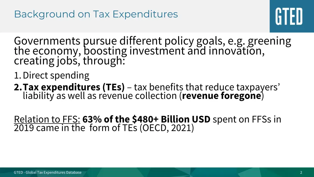 background on tax expenditures